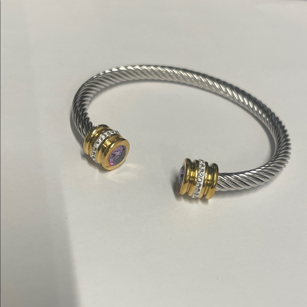 Elegant Gold and Silver Twisted Bracelet
